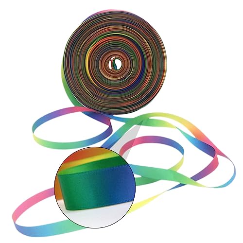 HEALSOPTHY 1 Rolle Schleife seidenband ribbon doppelseitiges klebeband bandalette Geschenkband für Geburtstage Kuchen Basteln glänzend farbiges DIY-Band Farbverlaufsband Polyester Colorful von HEALSOPTHY