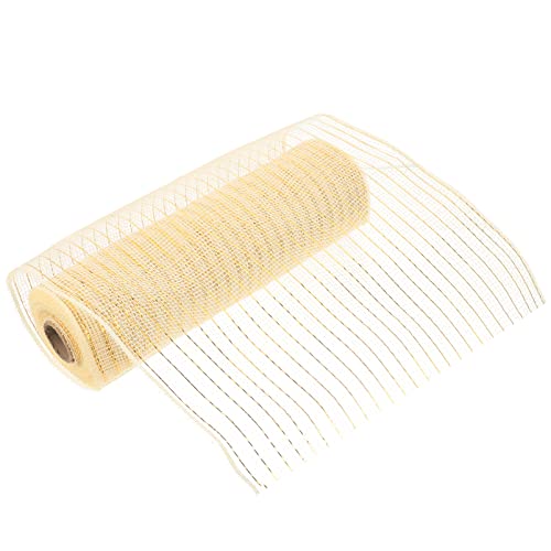 HEALSOPTHY 1 Rolle Tüllband Rolle Yards Dekoratives Tüllgewebe mit Glitzer Diy Bastelmaterial für Hochzeiten Partys und Hochwertiges Material Vielseitig Einsetzbar Cremefarben mit Goldenen von HEALSOPTHY