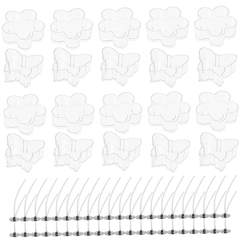 HEALSOPTHY 1 Satz DIY Kerzenbehälter Wiederverwendbare Kerzenbehälter Kunststoff Butterfly Blossom Dochte für Kerzenherstellung und Dekoration von HEALSOPTHY