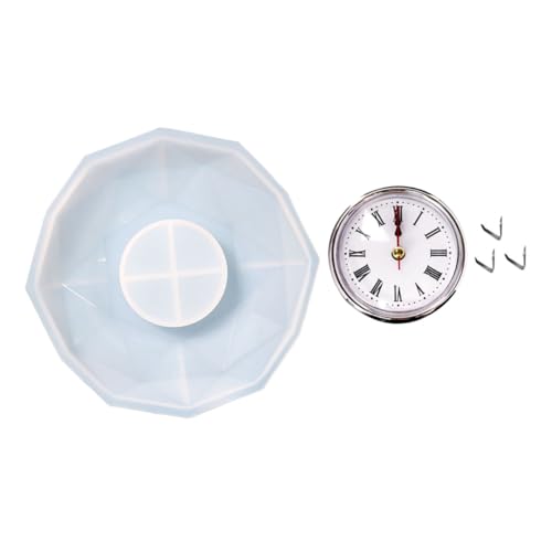 HEALSOPTHY 1 Satz DIY Polygon Clock Silikonform mit Uhrwerk und Clips Epoxidharz Gießform für Kreative Uhrenprojekte für Bastelarbeiten und DIY Uhrenherstellung von HEALSOPTHY