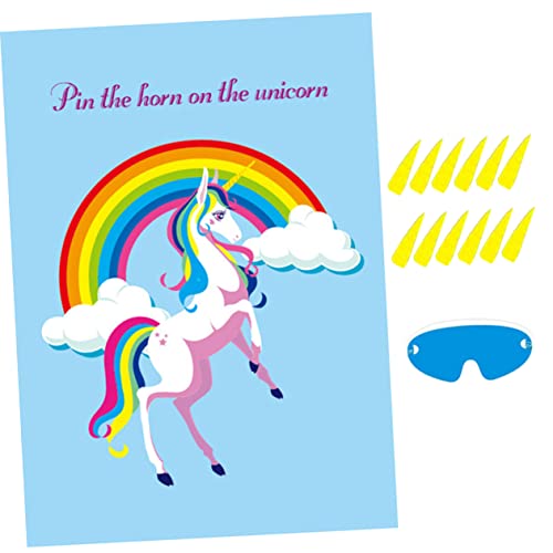 HEALSOPTHY 1 Satz Einhorn Geburtstagsspiel Kreative Dekoration für Kindergeburtstagsfeiern Lustiges Spiel zur Wanddekoration für Einhorn Mottopartys und Festivals Anleitungen zur Verwendung von HEALSOPTHY