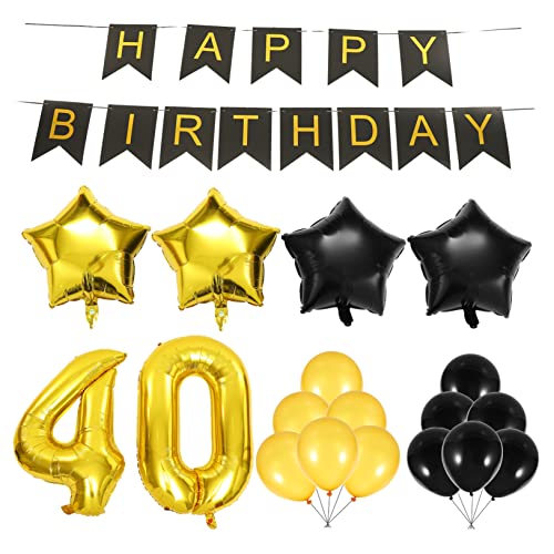 HEALSOPTHY 1 Satz Geburtstagsfeier ballons balloons gasballon Dekorationen zum 40. Geburtstag Goldmetallischer Ballon Szenenlayout-Sprechblasen Geburtstags-Bankett-Ballon- Aluminiumfolie von HEALSOPTHY