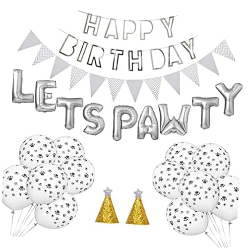 HEALSOPTHY 1 Satz Teiliges Geburtstagsdekorationsset Ballonbanner Wandhänger und Partyzubehör für Haustiere Silber die Geburtstagsparty Ihres Vierbeiners HEALSOPTHY 1 Satz Teiliges Geburtstagsdekorationsset Ballonbanner Wandhänger und Partyzubehör für Haustiere Silber die Geburtstagsparty Ihres Vierbeiners von HEALSOPTHY