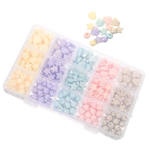 HEALSOPTHY 1 Schachtel Acrylperlen Mix Stern Herz Rund Schmuckperlen DIY Spacer Perlen für Ketten Armbänder Handarbeit Schmuckherstellung Zubehör von HEALSOPTHY