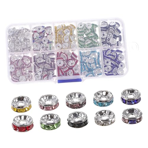 HEALSOPTHY 1 Schachtel Bunte Eisen Spacer Beads mit Strass Leichte Glatte Handcraft Perlen für DIY Schmuckherstellung zum Auffädeln von Halsketten und Armbändern HEALSOPTHY 1 Schachtel Bunte Eisen Spacer Beads mit Strass Leichte Glatte Handcraft Perlen für DIY Schmuckherstellung zum Auffädeln von Halsketten und Armbändern von HEALSOPTHY