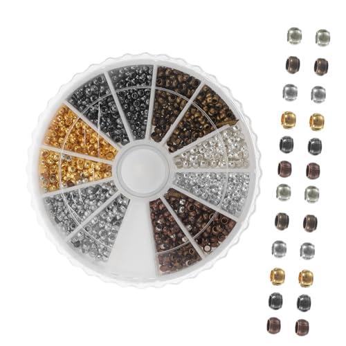 HEALSOPTHY 1 Schachtel Farben Kupfer Spacer Perlen Große Loch Metallperlen für DIY Schmuckherstellung Armband Halskette Basteln Zubehör Vintage Stil Handgemacht von HEALSOPTHY
