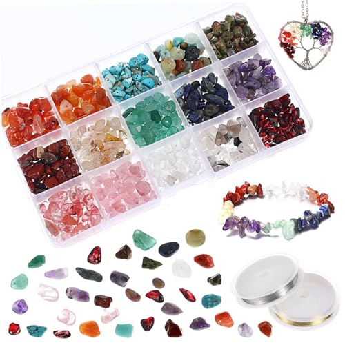 HEALSOPTHY 1 Schachtel Farben Natürliche Steinperlen mit Kupferdraht für Schmuckherstellung Unregelmäßige Kristallperlen mit Loch DIY Armband Ringe Ohrringe Bastelset mit Fächern HEALSOPTHY 1 Schachtel Farben Natürliche Steinperlen mit Kupferdraht für Schmuckherstellung Unregelmäßige Kristallperlen mit Loch DIY Armband Ringe Ohrringe Bastelset mit Fächern von HEALSOPTHY