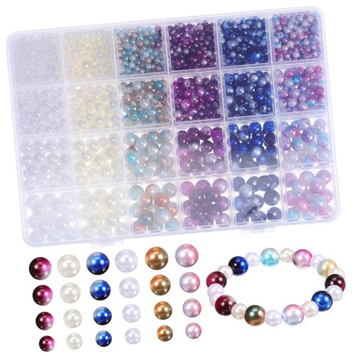 HEALSOPTHY 1 Schachtel Farbverlaufene DIY Perlen mit Künstliche Schmuckperlen für Basteln Stilvolle Perlen für Armbänder Halsketten für Schmuckherstellung und Dekoration von HEALSOPTHY