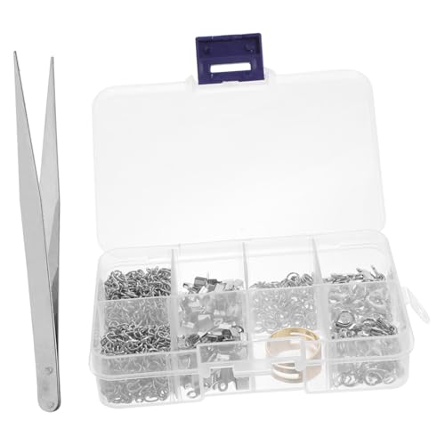 HEALSOPTHY 1 Schachtel Lobster Clasp Schmuckverschluss Fächer Box mit Crimp Endkappen und Biegeringen Langlebige DIY Armband und Halsketten Verschlüsse Hautfreundlich Vielseitig für Leder von HEALSOPTHY