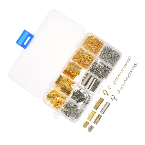 HEALSOPTHY 1 Schachtel Robuste Schmuckverbinder mit Kettenverlängerung Lobster Verschluss Crimp Enden und Ringen Langlebiges Eisenlegierungsmaterial für DIY Armband und Halskettenherstellung von HEALSOPTHY