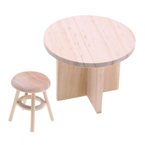 HEALSOPTHY 1 Set Winziger Miniaturmöbel Holz Runder Stuhltisch Unfertigte Mini Möbelmodelle Dollhouse Ornament Fotopropie HEALSOPTHY 1 Set Winziger Miniaturmöbel Holz Runder Stuhltisch Unfertigte Mini Möbelmodelle Dollhouse Ornament Fotopropie von HEALSOPTHY