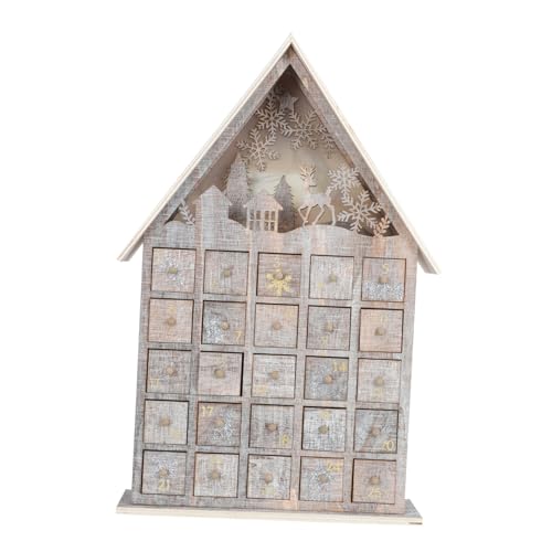 HEALSOPTHY 1 Stück Dekorative Lichter Weihnachtsdekorationen für Ornament Weihnachten Szene countdown kalender countdown calender weihnachtsdekoration zu hause Weihnachtsschmuck hölzern Beige von HEALSOPTHY