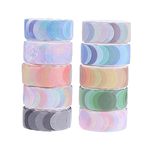 HEALSOPTHY 10 Rollen Punktband dekorativ Abdeckband sortiert Kreis Streifen scrapbook scheckheft Geschenkidee DIY-Dekoration scrabbook aufkleber abreißbares Washi-Tape Washi -Klebeband Papier von HEALSOPTHY