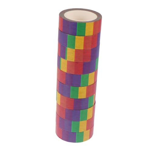 HEALSOPTHY 10 Rollen Washi Tape Buntes Regenbogen Klebeband Selbstklebend für Scrapbooking DIY Basteln Dekorative Sticker Strapazierfähig von HEALSOPTHY