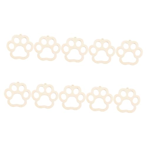 HEALSOPTHY 10 Sätze Holzscheiben Pfotenform DIY Bastelset für Haustier Deko Stabile Holzchips zum Bemalen Beidseitig Leichte Unbemalte Hunde Pfoten Holzstücke für Kreative Gestaltung und von HEALSOPTHY