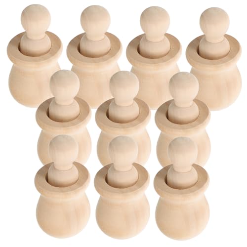 HEALSOPTHY 10 Satz Teiliges Holzpüppchen zum Bemalen Kindgerechte DIY Holzfiguren aus Glattem Unlackiertem Holz Kreative für Pädagogisches Malspielzeug Holz Peg Dolls ohne Ecken von HEALSOPTHY