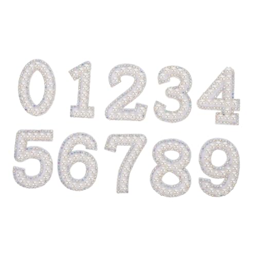 HEALSOPTHY 10 Stk. Teiliges Strass Aufbügel Patch mit Perlen Glitzernde Zahlen Applikationen für DIY Kleidung Langlebig und Bequem für Besondere Anlässe und Verzierungen von HEALSOPTHY