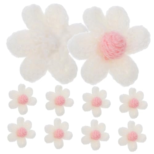 HEALSOPTHY 10 Stück Aufnäher Garn Dekorative Stoffflicken für Diy Bastelprojekte Weiße Häkelblumen Applikationen für Kleidung und Accessoires von HEALSOPTHY