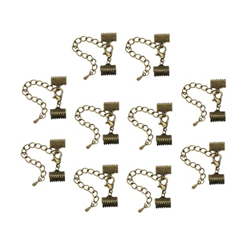 HEALSOPTHY 10 Stück Bandendklemmen Texturierte Crimp Endklemmen für DIY Schmuckherstellung mit Eisenkette und Karabinerhaken für und Armbänder von HEALSOPTHY
