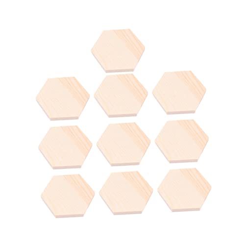 HEALSOPTHY 10 Stück Polygonale Holzblöcke Kiefernholz Sechseckige DIY Holzplatten für Kreative Bastelprojekte Durchmesser für Kunst und Dekoration von HEALSOPTHY