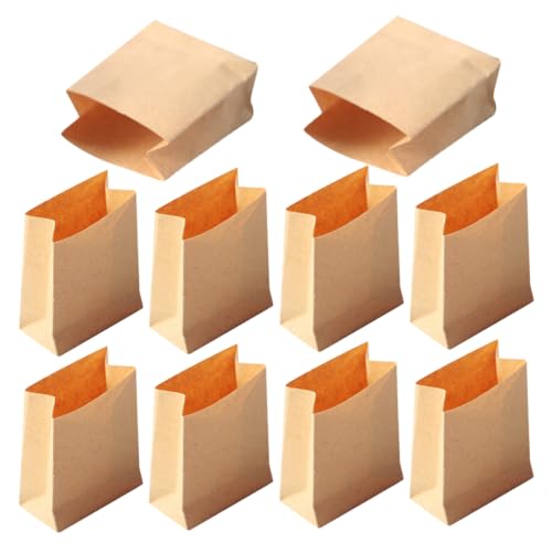 HEALSOPTHY 10 Stück Puppenhaus-verpackungsbeutel Kleine Münzumschläge Miniatur Beutel Für Lebensmittelverpackungen Kleine Papiertüte Sandwichtüten Aus Papier Kekstüten Kraftpapier Light Brown von HEALSOPTHY