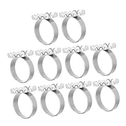 HEALSOPTHY 10 Stück Ringhalter Silber Schlüssel Klein Herstellung Ringe Schwarz Für Ring Diy Zubehör Ringschmuckhalter Diy-ring-ergebnisse Stabile Ringfassung Rostfreier Stahl von HEALSOPTHY