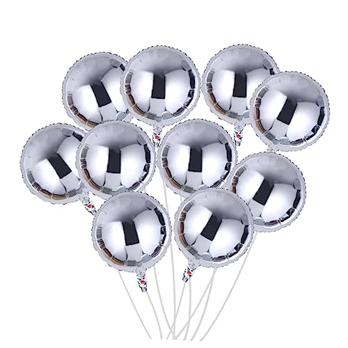 HEALSOPTHY 10 Stück Runde Silberne Aluminiumfolie Ballons Party Luftballons für Valentinstag Hochzeit und Dekoration Wiederverwendbar und Langlebig von HEALSOPTHY