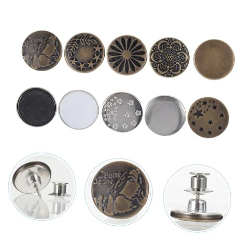 HEALSOPTHY 10 Stück Teiliges Abnehmbare Nagelfreie Jeansknöpfe zur Taillenverstellung Einsetzbarer Bundexpander Einfache Montage ohne Nähen Langlebige Metallknöpfe für Hosen und Jeans HEALSOPTHY 10 Stück Teiliges Abnehmbare Nagelfreie Jeansknöpfe zur Taillenverstellung Einsetzbarer Bundexpander Einfache Montage ohne Nähen Langlebige Metallknöpfe für Hosen und Jeans von HEALSOPTHY