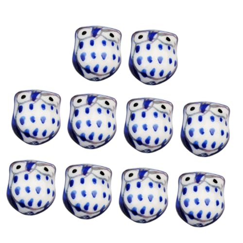 HEALSOPTHY 10 Stück Teiliges DIY Keramikperlen Katzenkopf Eulenform Schmuckzubehör mit Glatter Oberfläche für Armbänder Halsketten Bastelarbeiten und Geschenkideen in Dunkelblau von HEALSOPTHY