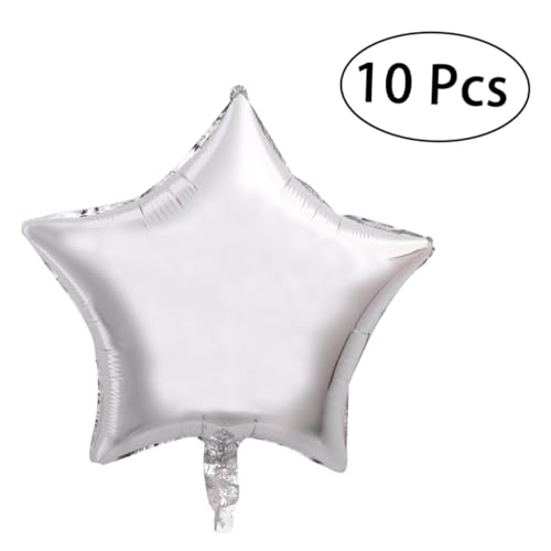 HEALSOPTHY 10 Stück Teiliges Fünf Sterne Folienballon Silber Langlebig und Wiederverwendbar Helium und Luftbefüllbar für Valentinstag Hochzeit Geburtstag und Partydekoration von HEALSOPTHY