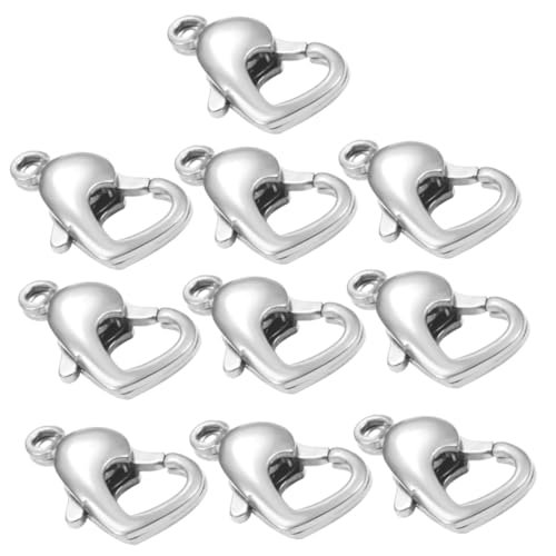 HEALSOPTHY 10 Stück Teiliges Herzförmige Edelstahl Verschlüsse Poliert Glänzend Einfache DIY Schmuckverbinder für Halsketten und Armbänder Langlebig Vielseitig Einsetzbar für von HEALSOPTHY