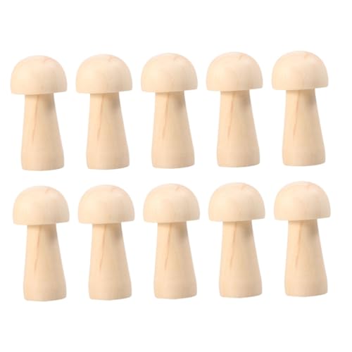 HEALSOPTHY 10 Stück Teiliges Kleine Holzpilzfiguren Naturbelassen zum Bemalen DIY Holzpuppen Basteln Kinderhandwerk Kreative Holzfiguren für Kinderzimmer Dekoration und Kunstprojekte von HEALSOPTHY