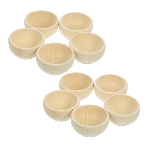 HEALSOPTHY 10 Stück Teiliges Kleine Holzschalen aus Robustem Naturbelassenem Holz Fein Geschliffen zum Bemalen Dekorieren und Basteln Vielseitig Einsetzbar als Servierschälchen und von HEALSOPTHY