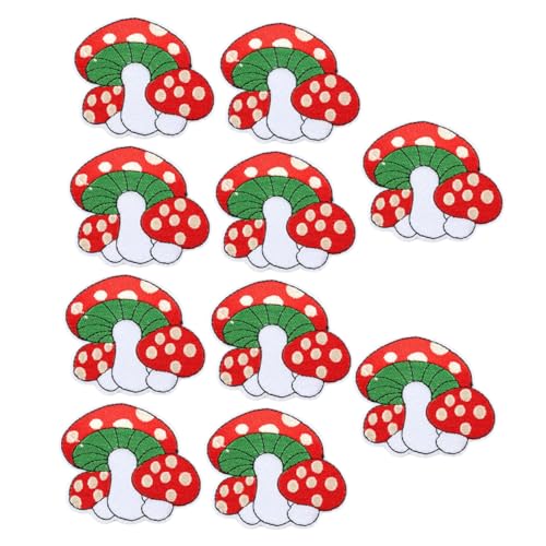 HEALSOPTHY 10 Stück Teiliges Pilz Applikationen zum Aufbügeln und Aufnähen DIY Stickerei Flicken für Kleidung Taschen Schuhe Sichere und Langlebige Accessoires von HEALSOPTHY