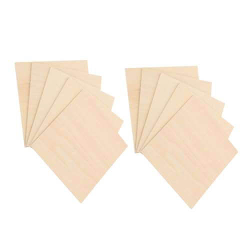 HEALSOPTHY 10 Stück Teiliges Quadratische Holzplatten Naturbelassenes Sperrholz für DIY Basteln Malen Modellbau Holzrohlinge zum Bemalen und Dekorieren von HEALSOPTHY