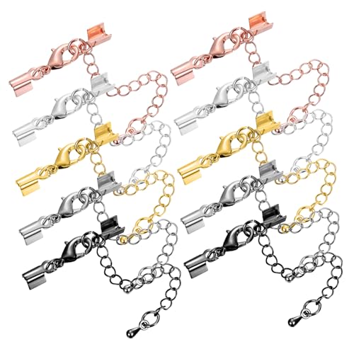 HEALSOPTHY 10 Stück Teiliges Schmuckverbinder mit Karabinerverschluss Hochwertige Kupfer Extender Ketten in Verschiedenen Farben Langlebig Handgefertigt für Armbänder und DIY von HEALSOPTHY