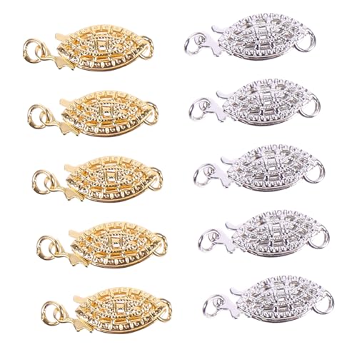 HEALSOPTHY 10 Stück Teiliges Schmuckverschluss Ovaler Fischhakenverschluss für Halsketten Armbänder Leichter Praktischer Schmuckverbinder zum DIY Basteln Modisches Design in Weiß und Gold von HEALSOPTHY