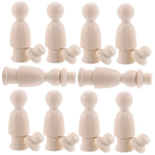 HEALSOPTHY 10 Stück Teiliges Unbemalte Holzfiguren zum Basteln DIY Peg Dolls für Kreative Kinderprojekte Leichtes und Sicheres Material für Dekorationen und von HEALSOPTHY