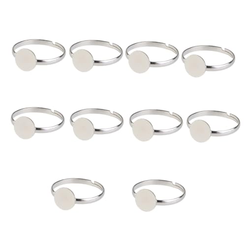 HEALSOPTHY 10 Stück Teiliges Verstellbare Silberfarbene Ringrohlinge aus Umweltfreundlich Elektroplattiertem Weiß K Runde Basis für DIY Schmuckzubehör und Ringherstellung HEALSOPTHY 10 Stück Teiliges Verstellbare Silberfarbene Ringrohlinge aus Umweltfreundlich Elektroplattiertem Weiß K Runde Basis für DIY Schmuckzubehör und Ringherstellung von HEALSOPTHY