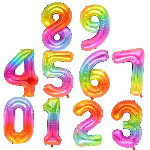 HEALSOPTHY 10 Stück Zahlenballon Party Erste Dekorationen Rosa Hochzeitsdeko Luftballons Zum Babygeburtstag Nummernballons Für Ballonstütze Aluminiumfolie von HEALSOPTHY