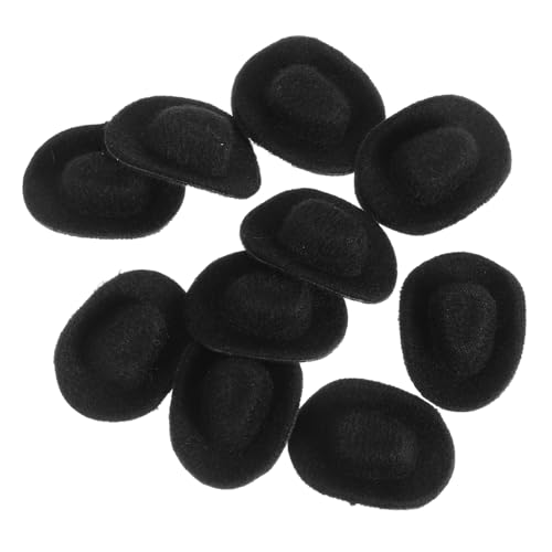 HEALSOPTHY 10 Stück kleine Hut-Kopfbedeckung Puppenaccessoire Puppen Dekoration Puppenhüte Spielzeughüte Puppenhaardekoration kleiner Zylinder Minihüte zum Basteln DIY Mini-Zylinder Eva Black von HEALSOPTHY