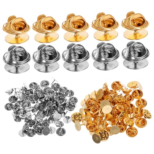 HEALSOPTHY 100 Sätze Teiliges Verschließbare Broschennadeln aus DIY Schmuckzubehör für Anstecknadeln Reverspins Abzeichen Bastelbedarf Flache Rundnadel Gold und Silber von HEALSOPTHY