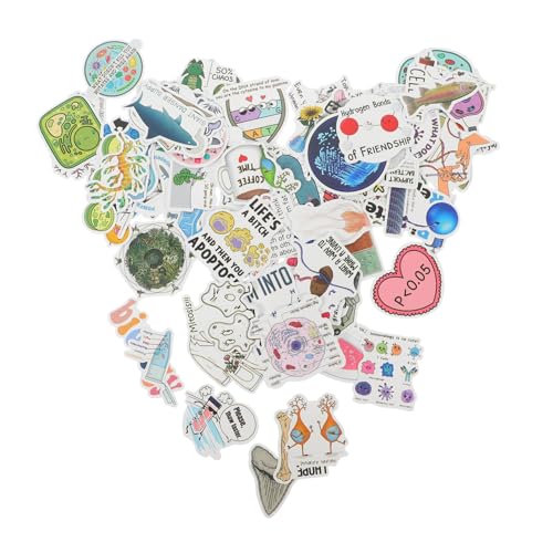 HEALSOPTHY 100 Stück Cartoon Wissenschaft Aufkleber Biologie Chemie Sticker für Laptop Koffer Wasserflasche Wissenschaftliche Dekorationen für Schule und Alltag von HEALSOPTHY