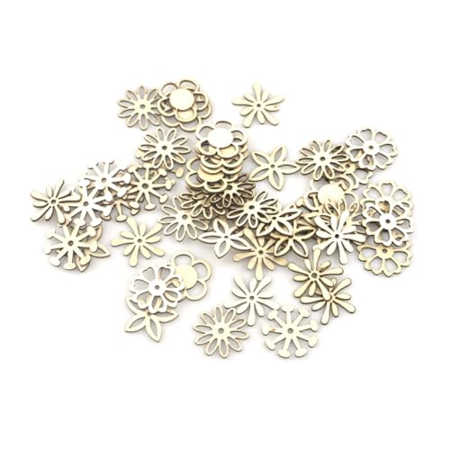 HEALSOPTHY 100 Stück DIY Holzscheiben Blumenform Holzstücke Bastelzubehör für Kreative Holzverzierungen Scrapbooking Dekoration Holzscheiben Basteln von HEALSOPTHY