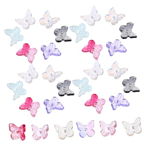 HEALSOPTHY 100 Stück Glasperlen Schmetterlingscharms Bunte DIY Schmuckperlen für Armbänder Halsketten Ohrringe Basteln Anfänger Zubehör von HEALSOPTHY