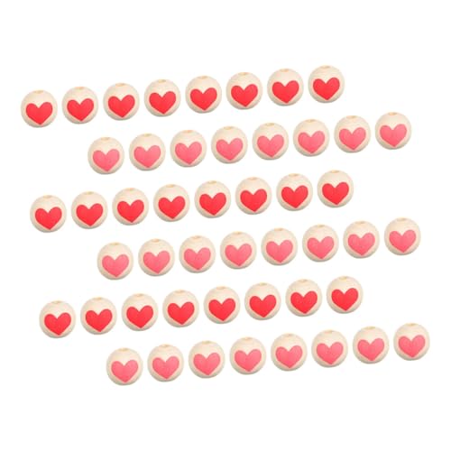 HEALSOPTHY 100 Stück Herzförmige Holzperlen DIY Bastelperlen Rot für Valentinstag Schmuckherstellung Armband Zubehör und Dekoration von HEALSOPTHY