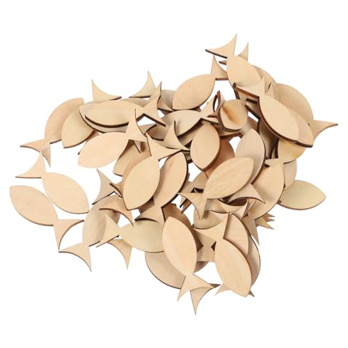 HEALSOPTHY 100 Stück Holzfische Deko Unlackierte DIY Holzanhänger Fischform Basteln Kreativ Streudeko Taufe Kommunion Konfirmation Holzscheiben zum Bemalen von HEALSOPTHY