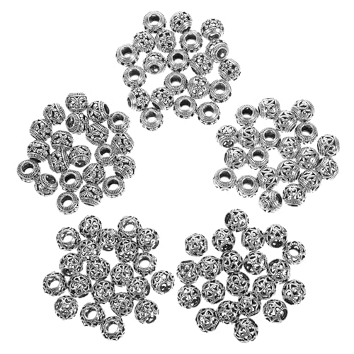 HEALSOPTHY 100 Stück Metall Spacer Perlen Große Loch Hohe Vielseitigkeit Runde Hohlperlen Für Schmuckherstellung Armbänder Halsketten DIY Zubehör von HEALSOPTHY