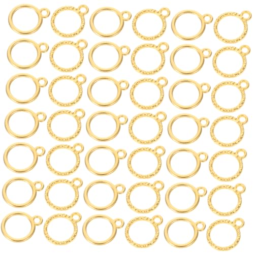 HEALSOPTHY 100 Stück Mini Runde Offene Rahmen Anhänger aus Zinklegierung Hohl Goldfarben Uv Harz Kompatibel Robust und Leicht für DIY Schmuckherstellung Armbänder und Halsketten von HEALSOPTHY