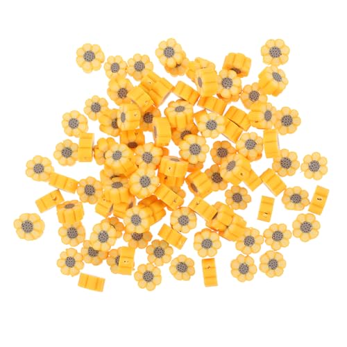 HEALSOPTHY 100 Stück Polymer Clay Spacer Beads in Gelb Weiche DIY Schmuckperlen für Halsketten Armbänder und Bastelprojekte Kleine Glatte Perlen für Schmuckherstellung von HEALSOPTHY